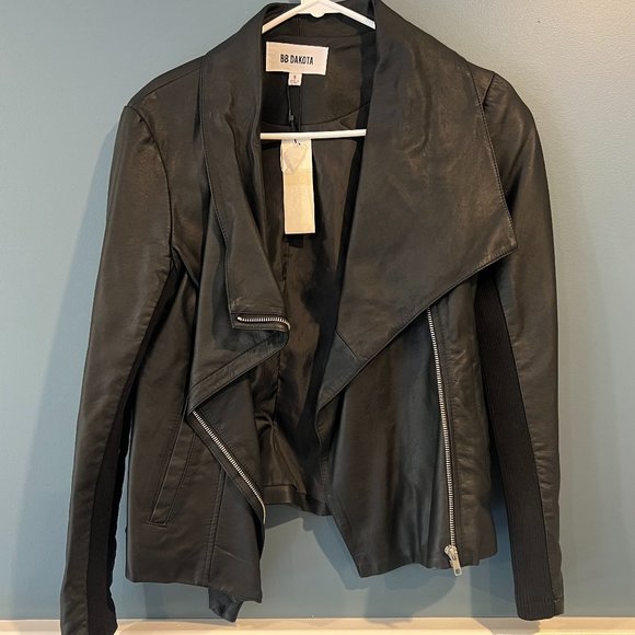 BB Dakota Eastside Leather Jacket In Black, Small (New!) - Picture 1 of 6